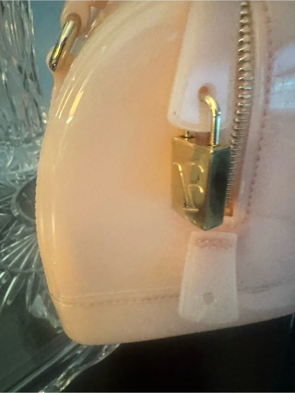 Furla Glossy Light Pink Dome Satchel